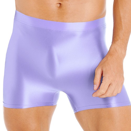 Mens Oil Shiny Glossy Trunks Short Leggings High Elastic Boxer Shorts Underpants - Picture 16 of 25
