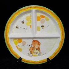 Baby Cie Sweet as Honey Child's Divided Plate melamine bear honey 9"