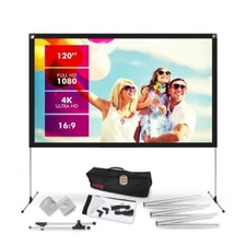 Pyle PRJOS120 Projector Screen with Stand - 120" 16:9 HD 4K Portable