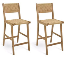  Faro Pair of Woven Oak Bar Stools - Natural | Kitchen Counter Seating