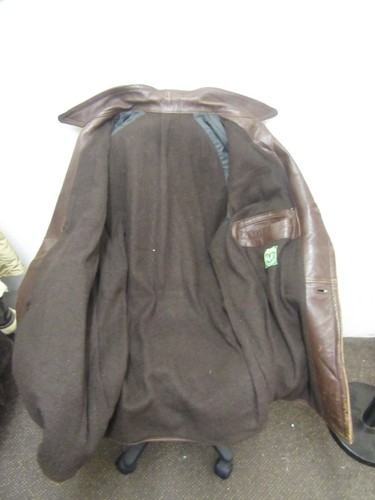 VINTAGE 60'S FRENCH LEATHER BARNSTORMER MOTORCYCLE TRENCH CAR JACKET SIZE M - Picture 21 of 24