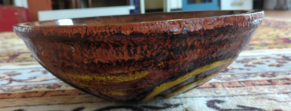 Hermoso Fregadero de Vaso Grande 16.5" Redondo Cuenco de Vidrio Pintado a Mano Foto 3 de 4