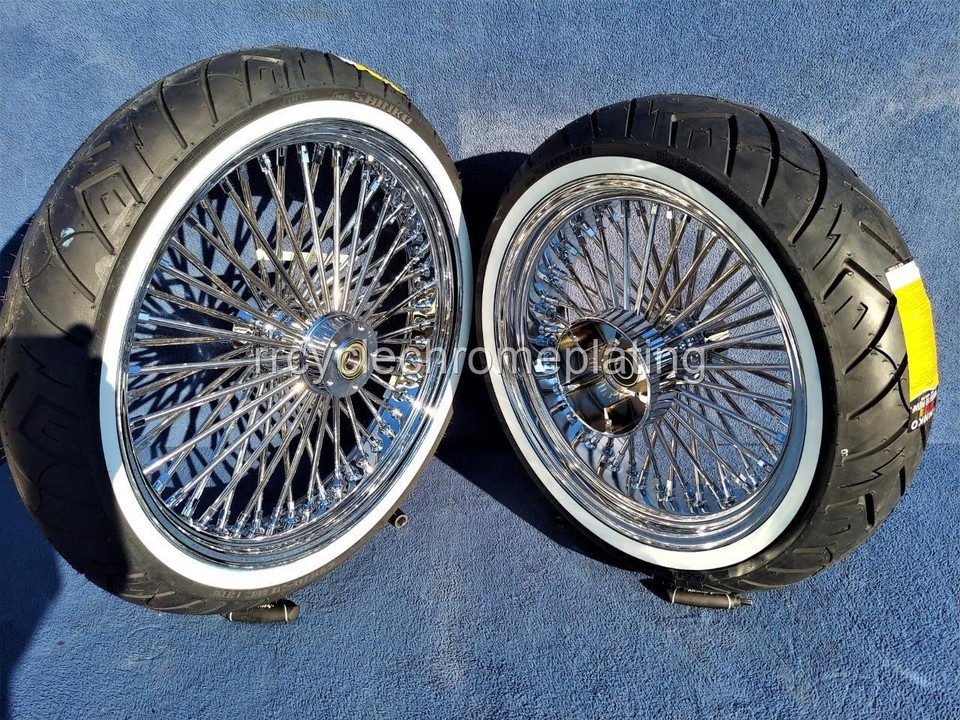 DNA Mammoth 52 Spoke Chrome Wheels 21" F 18" R Set Tires Harley Touring