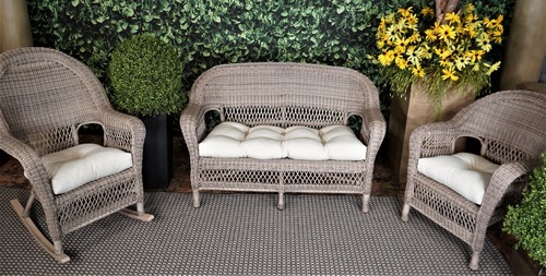 Outdoor Taupe 3 Piece Cushion Set - 19"x44", 19"x19" Taupe 19"x44", 19"x19" - Picture 3 of 7