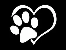 PAW PRINT with HEART PET CAT DOG Vinyl Decal Car Wall Window Sticker CHOOSE SIZE