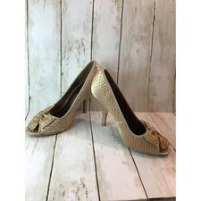 Gold ribbon Gorgeous Formal heels by Poetic License London size 9