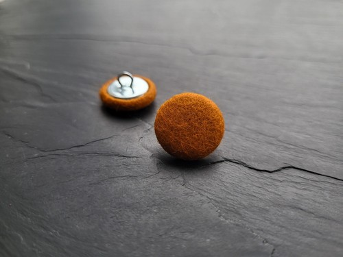 Orange & Brown Colours 100% Wool Felt Covered Buttons in 14, 19, 23, 25 or 31mm - Picture 7 of 17