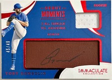 2020 Panini Immaculate Debut Moments Relic Auto Red /49 Tony Gonsolin #DM-TC