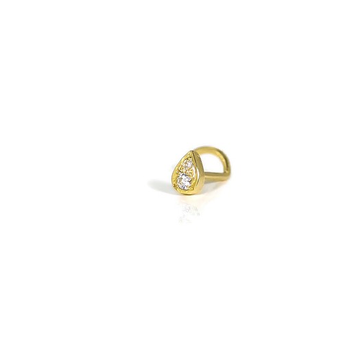 9ct Yellow Gold  Diamond Pear Nose stud nose ring, ring body jewellery - Picture 1 of 8