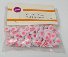 Bulk 144 pcs VTG Zims 12mm Oval Pink Paste-On Plastic Eyes Amigurumi Craft Doll
