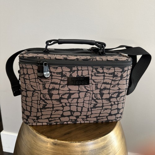 Exklusiv Misook Kosmetikkoffer Reisetasche braun Tiermotiv Muster 12”x7”x7”
