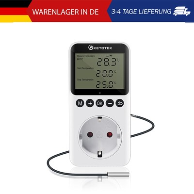 KETOTEK Digital Thermostat Steckdose Timer Tag Nacht Temperaturregler mit Zeitsc
