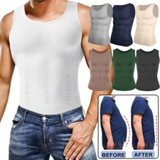 Slimming Men's Compression Tank Top Tummy Control Belly Boobs Shaper Vest Shirts