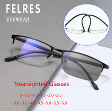 Metal Square Photochromic Myopia Nearsighted Glasses Men Outdoor Sunglasses New