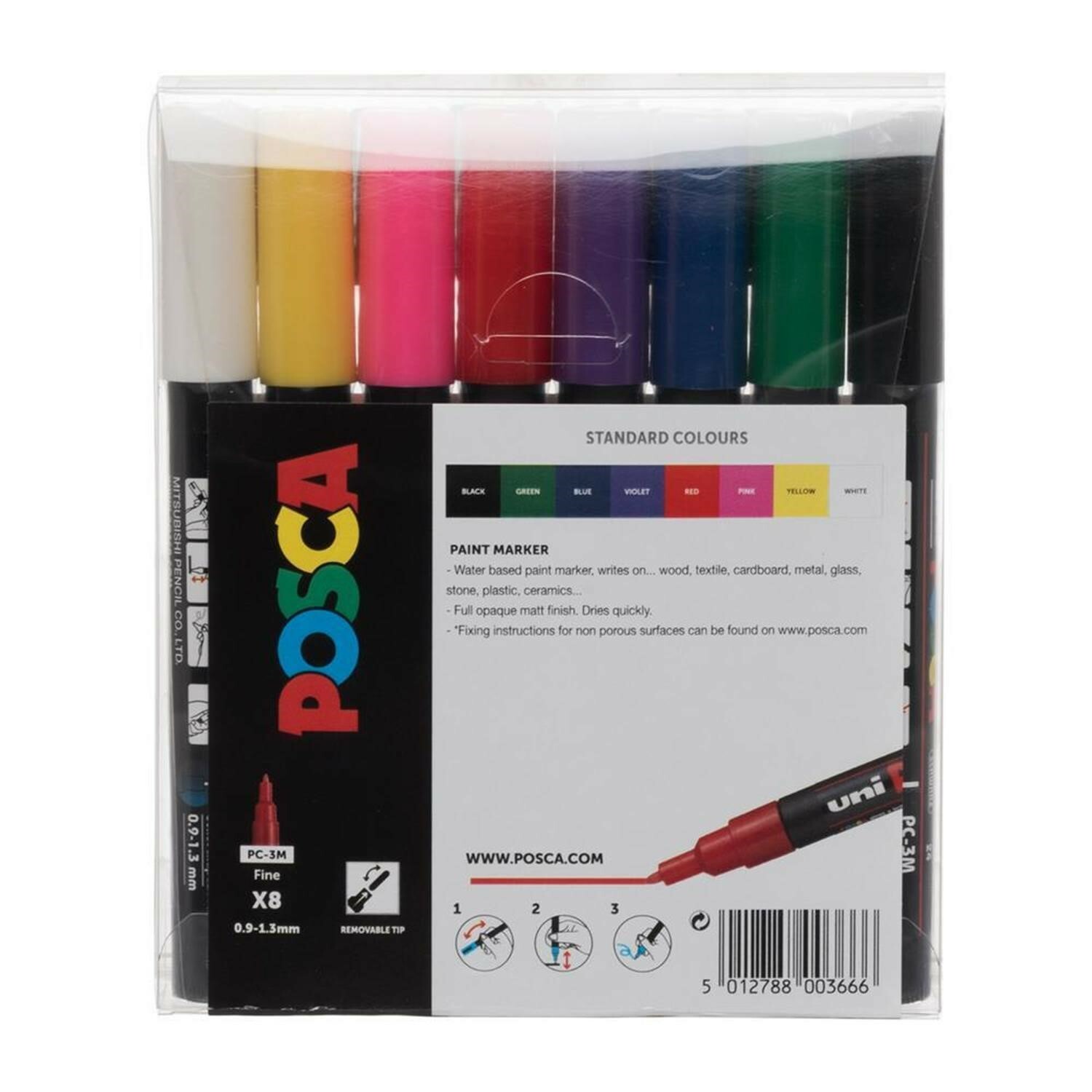 Uni Posca PC3M Standard Paint Pen Starter Pack Marker Pen 8 Colours