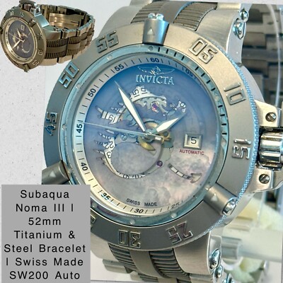 52mm SW200 Auto | TITANIUM/Steel Bracelet | Platinum MOP | SUBAQUA Invicta Watch