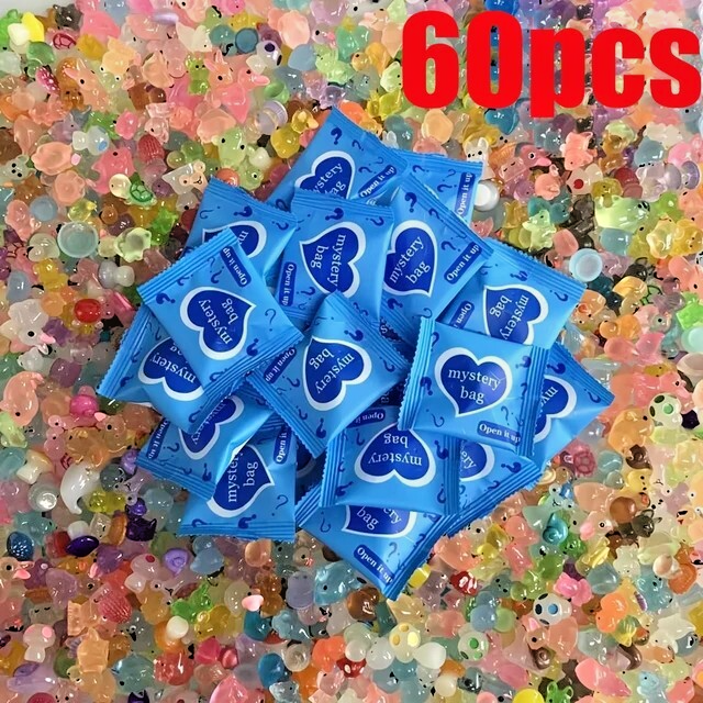 Glow in the Dark Mini Resin Animals and Mushrooms 60pcs Mystery Blind Bag  