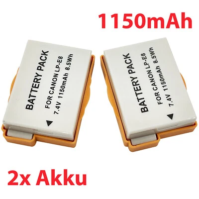 HT IMEX 2x Li-Ion Akku / Batterie kompatibel mit Canon Akku - LP-E8 - 7.4V / 1150mAh