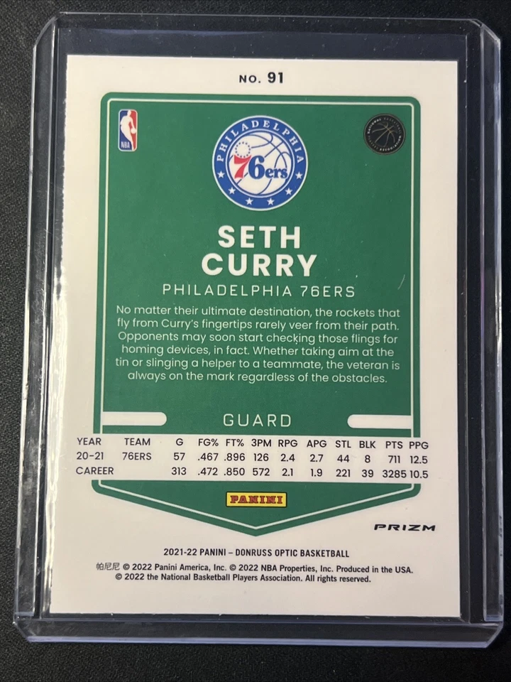 2021-22 Donruss Optic #91 Seth Curry Red Pulsar Prizm Exclusive - Image 2 of 2