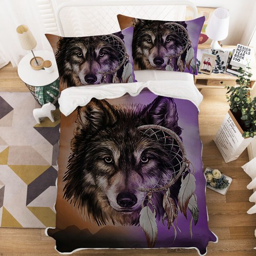 Wild Wolf Comforter Set Queen Animal Wolves Duvet Cover Comforter for Boys Girls - Picture 2 of 9