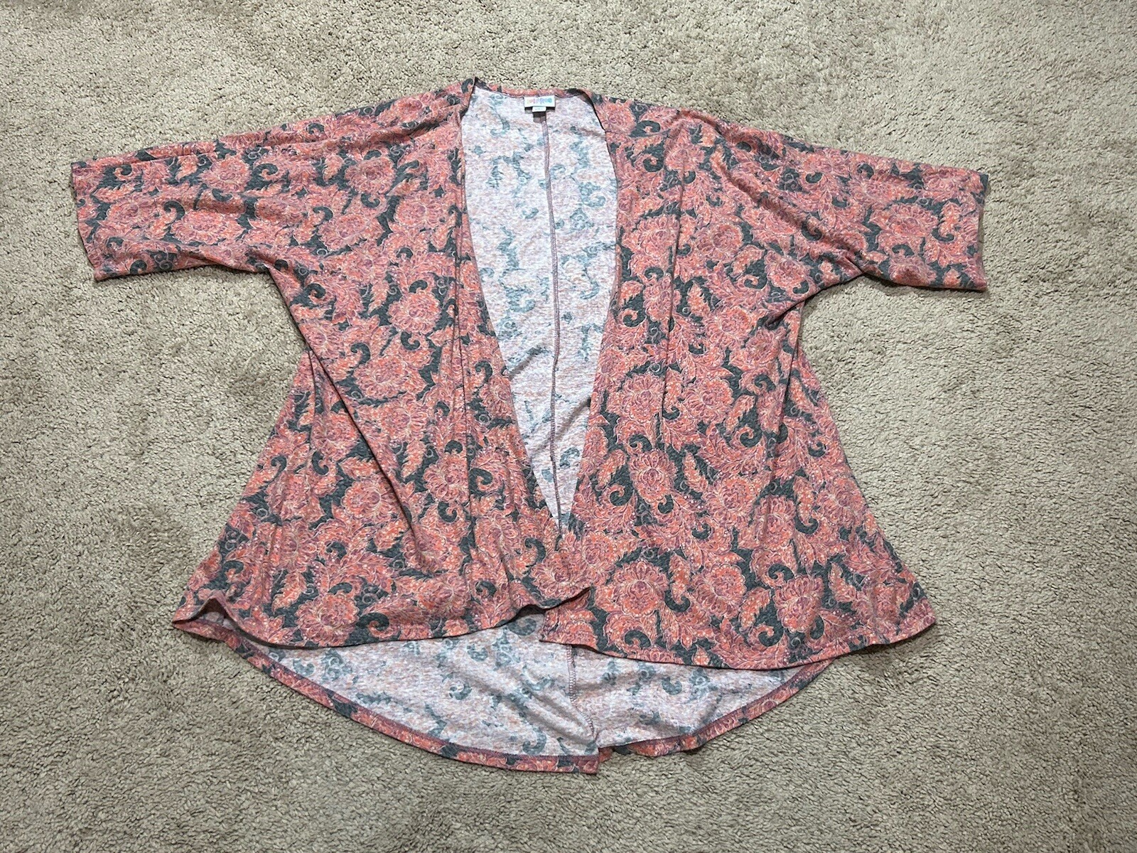 LuLaRoe Womens Shirt Size Small Multicolor Print Open Front Classic Flowy