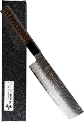 Sakai Takayuki Damascus Nakiri Knife 160mm V Gold vg10 Aoki Hamono