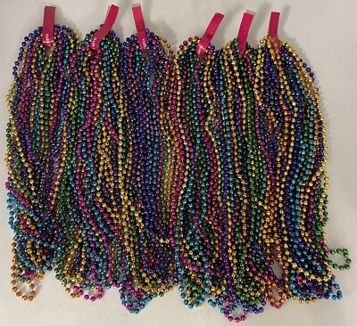 Mardi Gras Beads Bright Neon Disco 6 Dozen 33'' Parade School Party 72 Necklaces
