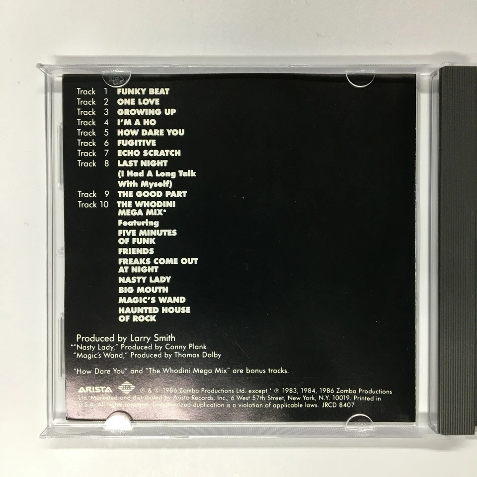 Back In Black by Whodini (CD, 1986, Arista) Disc Made in Japan JRCD 8407 Zomba Foto 3 de 4