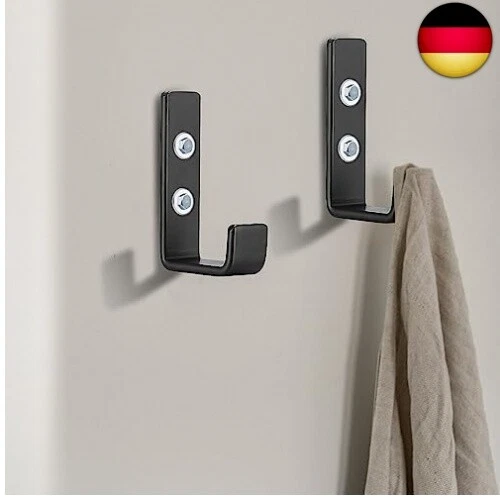 Qeapug 2Stk schwerlast Wandhaken, J Form Garage Haken, Schwarz Universalhaken - Bild 5 von 8