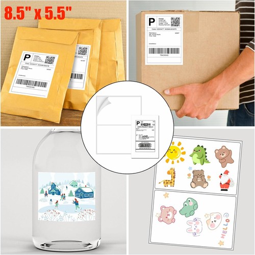 8.5x5.5 Half Sheet Shipping Label Adhesive Mailing Sticker Laser InkJet Printer