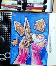 Christmas Cookies Painting Watercolor Original Art / Postcard