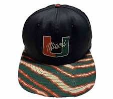 Vintage Miami Hurricanes University Snapback Hat Zubaz 90s OG Baseball Zebra Cap