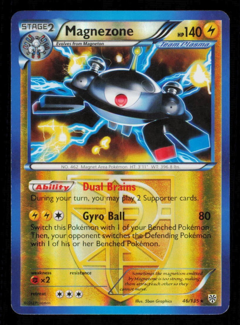 Pokemon Card Magnezone 46/135 Plasma Storm Rare Reverse Holo Foil BW LP 2012