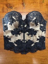 VS Archive Victorias Secret 34B Black Mesh Lace Bustier Corset Bra Top Sheer
