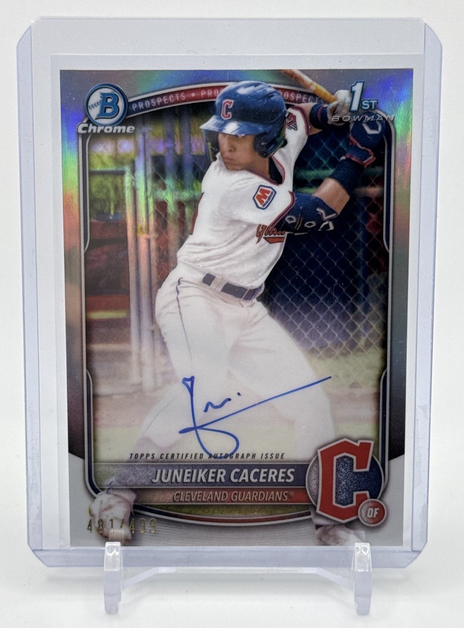 Juneiker Caceres 2025 Bowman Chrome Prospects 1st Auto Refractor /499 #CPA-JUC