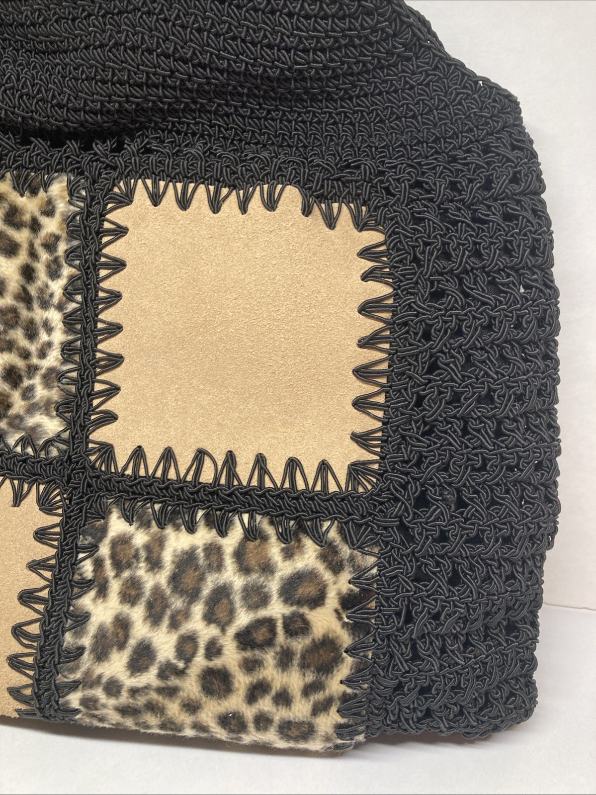 Vintage Chateau Macrame Black Patchwork Boho Wove… - image 3