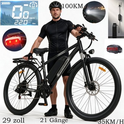 29 Zoll Herren Elektrofahrrad 35KM/H E-Mountainbike 48V 15AH 21-Gang 45NM EBike