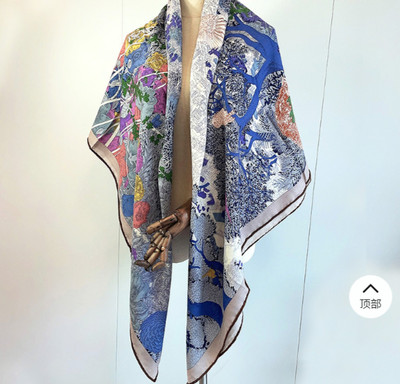 75% cashmere 25% silk rainforest double side printed square Wrap shawl 130X130cm