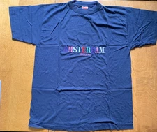 Navy Blue Embroidered Amsterdam Holland T Shirt Size XL