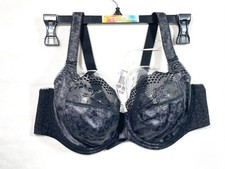 NWT Elomi Women's 38DD Lucie Streth Lace Underwire Plunge Bra EL4490, Black