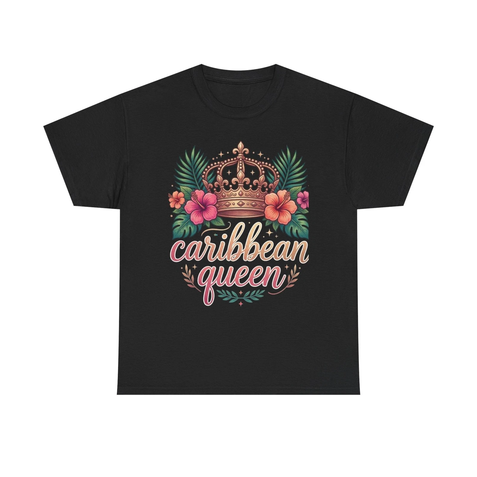 Caribbean Queen crown floral Tee | Tropical hibiscus shirt