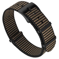 MABEKS Nylon Watch Strap, 18 mm 18 mm, Black with Brown-Black Buckle