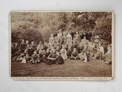 Orphanage Group Photo Good Templar Sunbury-On-Thames Durrell 1914 Vintage Photo