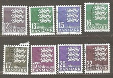 Denmark: 8 used definitive stamps, coats of arms, 2004-7, Mi#1357-1481