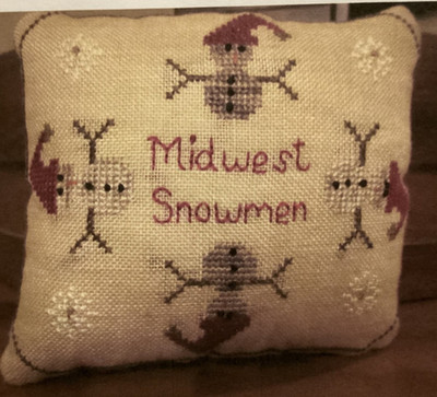 PATTERN Midwest Snowmen Christmas Pillow Cross Stitch Sampler NEW Widgets & Wool