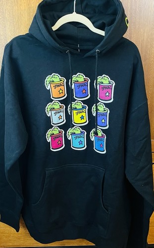 POPEYE Level 4 Spinach Cans Graphic Black Hoodie Pullover Swtshrt Pkts SzL NWT! - Picture 2 of 12