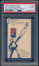 1934 Quaker Oats Hack Wilson #U4 HOF Chicago Cubs PSA 6