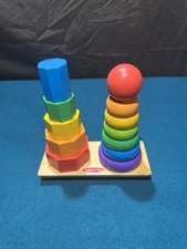 Melissa and Doug Solid Wood Double Rainbow Stacker - 12 Brightly Colored Pieces