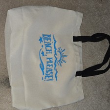 Beige Canvas Foldable Reusable Shopping Bag Tote two-tone sun/wave design.