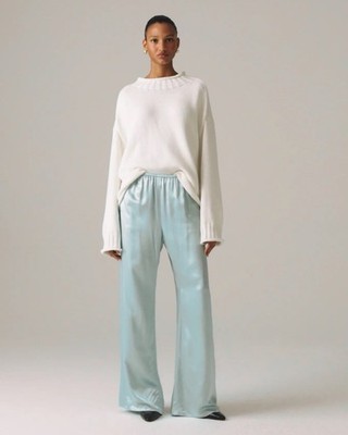 J.Crew Sz Small Cosmo Pant in Luxe Luster Charmeuse In Faded Mint Green NWOT
